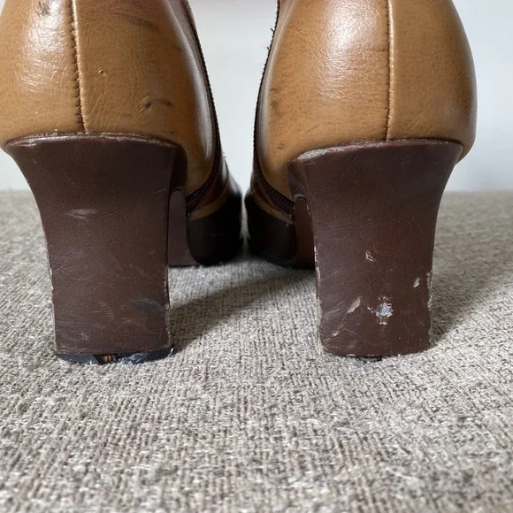 Vintage Y2K Patchwork Faux Leather Booties Boots Size 8M Square Toe Boho Brown - Picture 7 of 13